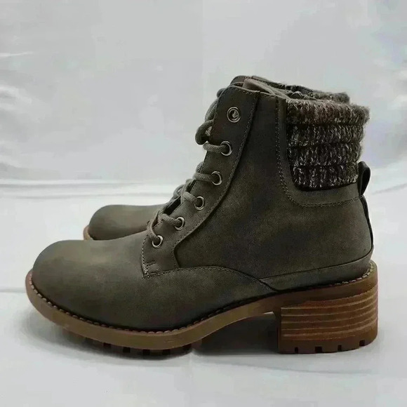 B-52 By Bull Boxer Womens Lace Up Side Zip Textile Heeled Short Boots Green Sz 8 - Picture 4 of 10